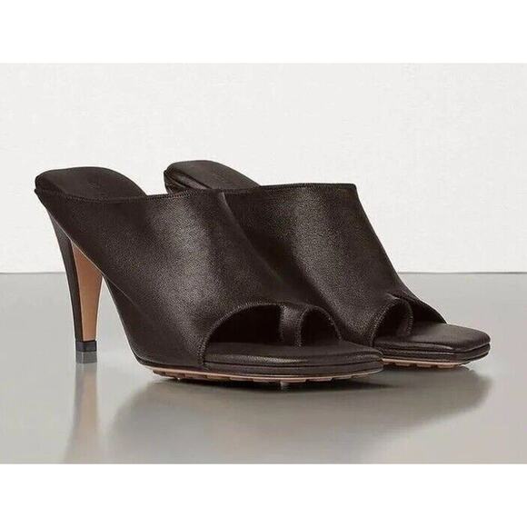NIB $920 Bottega Veneta Leather Mules with High Vamp Brown Shoes 9.5 US 618760